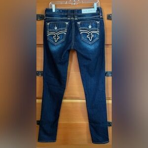 Rock Revival Calli Skinny Jeans Women’s 28 Dark Wash Stretch Flap Pocket RR